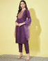 Designer Party Wear Readymade Silk Blend Salwar Suit Purple Silk Blend Pant Straight Close-up View